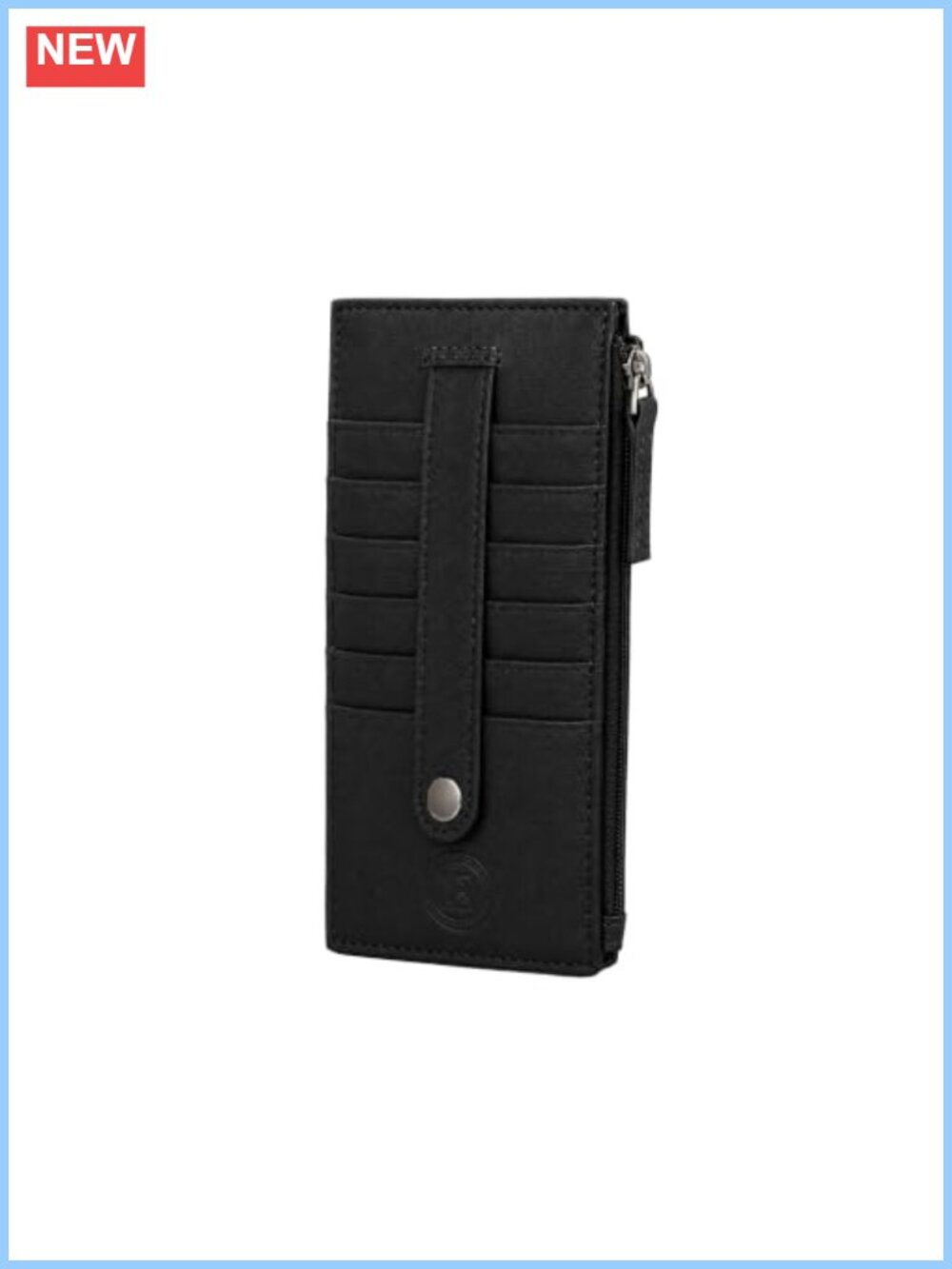 Genuine Leather Women's Slim Zipper Card Case Wallet with ID Window